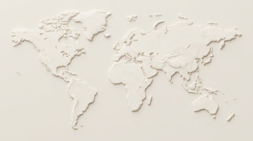Tactile 3D relief world map